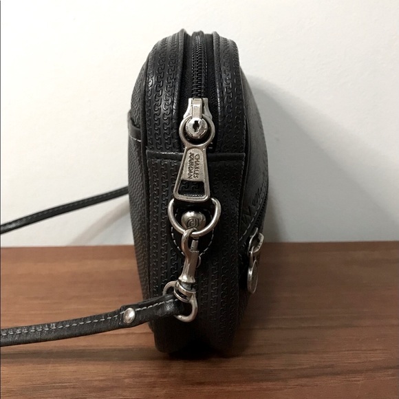 Charles Jourdan | Vintage Leather + Canvas Crossbody Bag Black - Picture 3 of 8